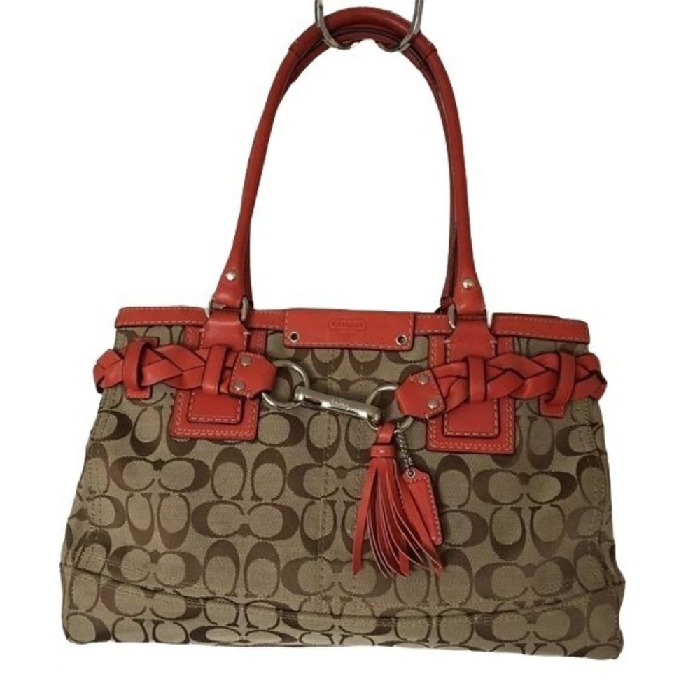 Coach Hamptons Signature C Orange Leather Purse